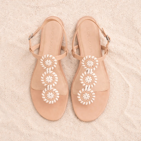 Jack Rogers Shoes - Jack Rogers Navajo Sandals Blush Nude w/ White Whipstitch Medallions Size 9.5